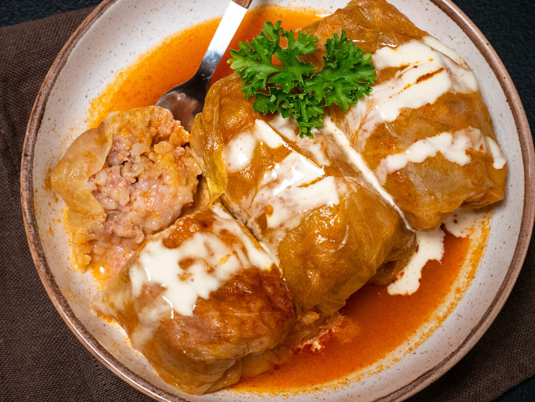 Veal and beef cabbage rolls