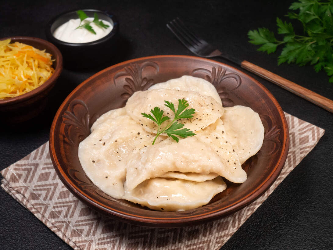 Cabbage varenyky (dumplings)