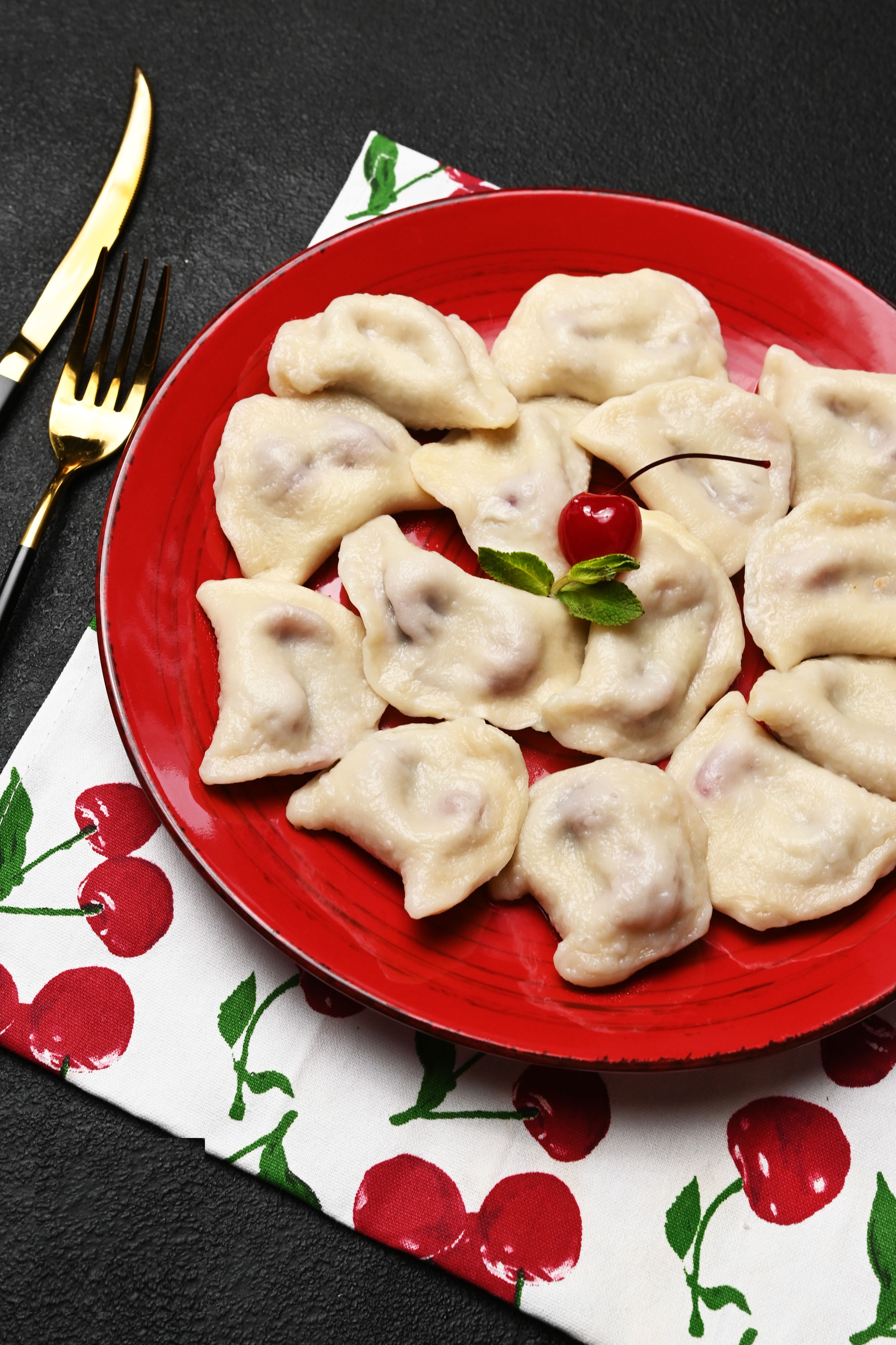 Cherry varenyky (dumplings)