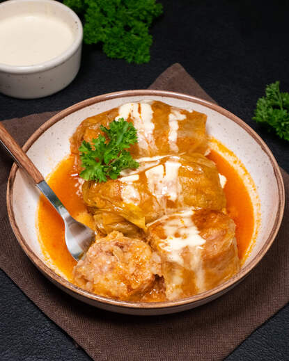 Veal and beef cabbage rolls