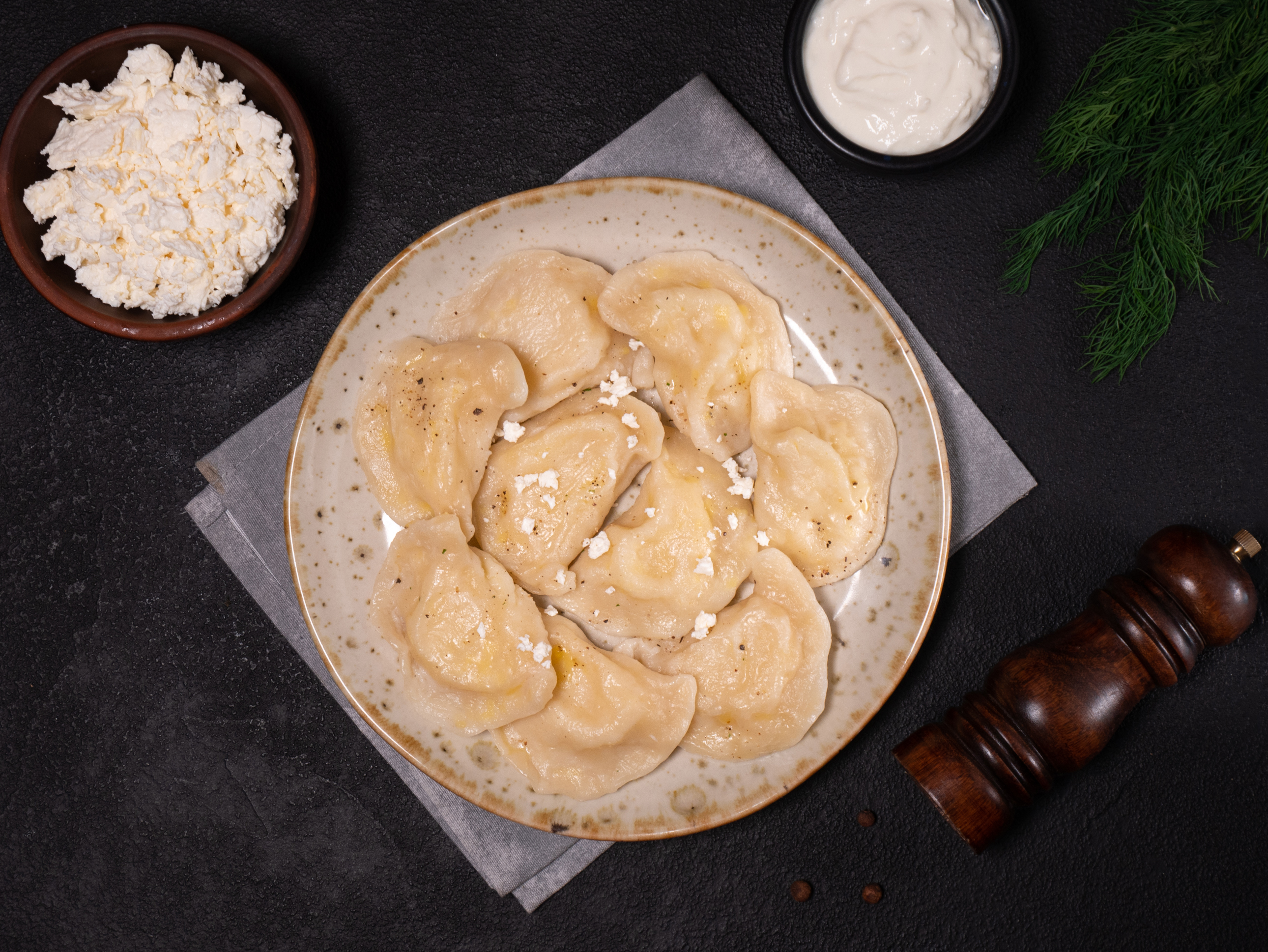 Potato and cheese varenyky (dumplings)