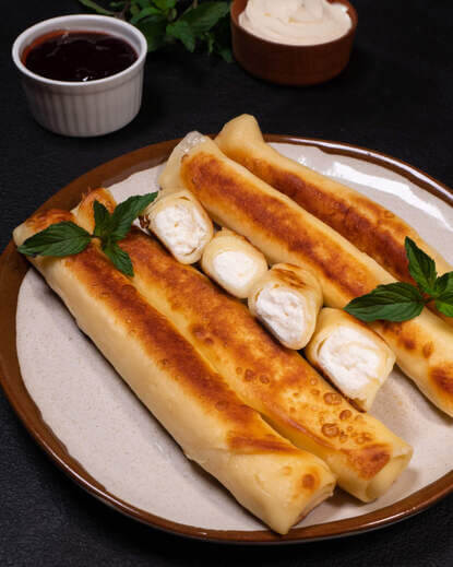Sweet cheese crepes