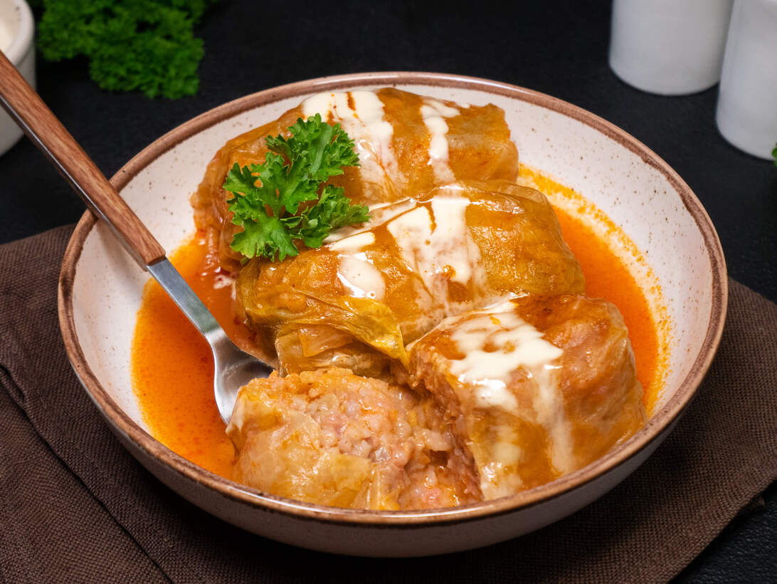 Veal and beef cabbage rolls