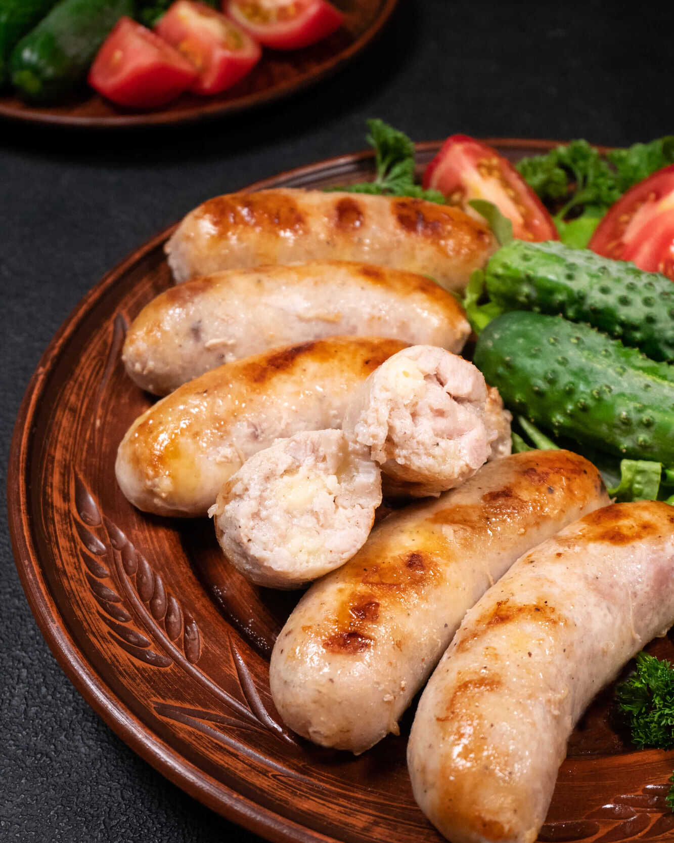 Gegrillte Wurst (Hühner mit Käse)