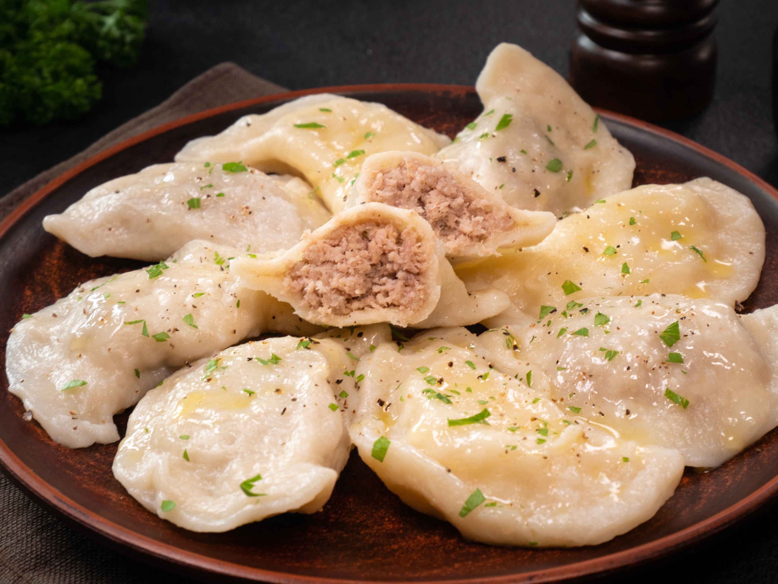 Meat varenyky (dumplings)