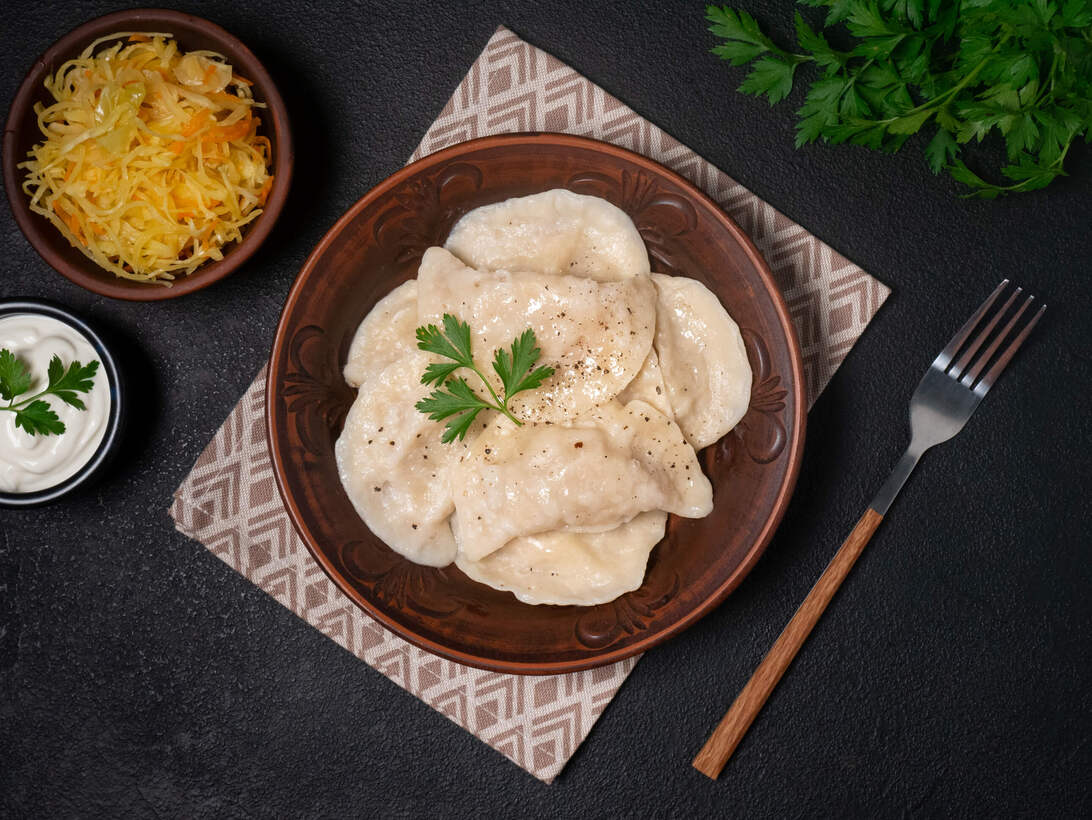 Cabbage varenyky (dumplings)