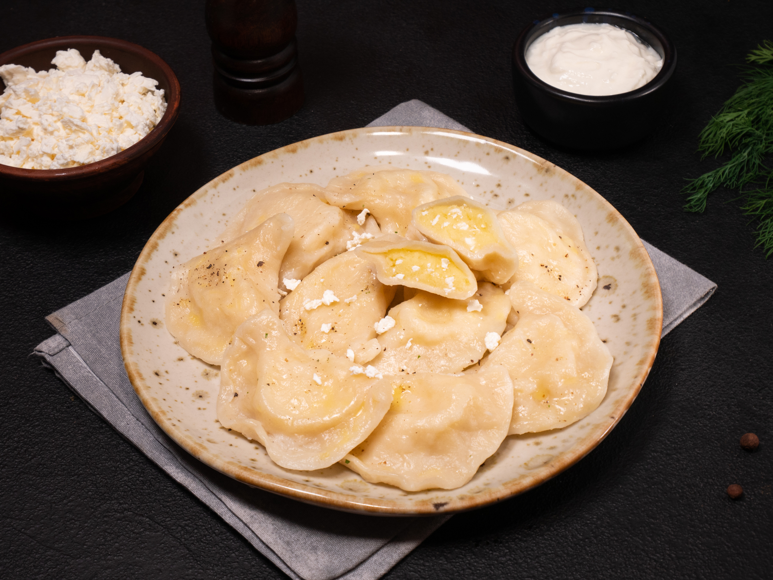 Potato and cheese varenyky (dumplings)