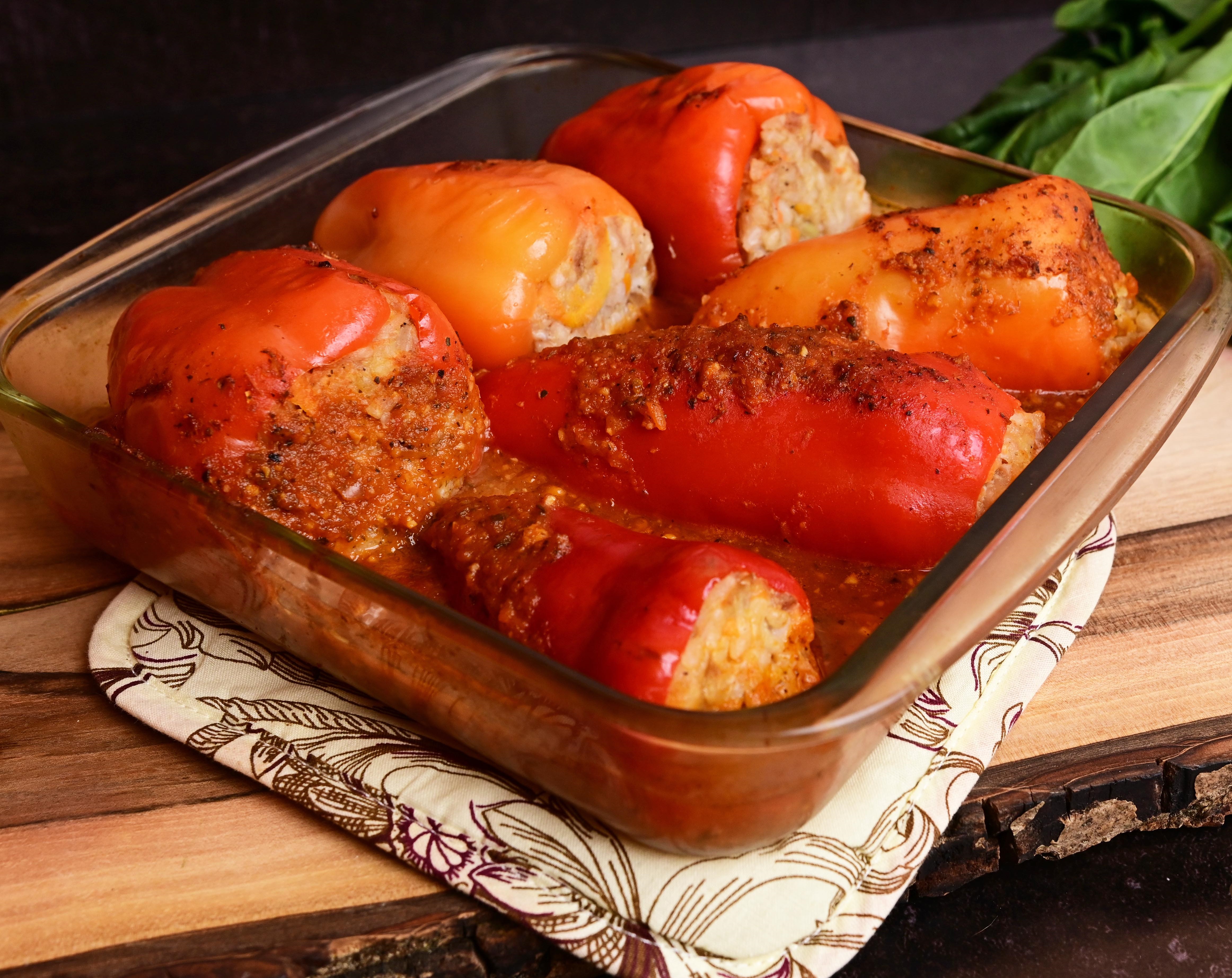 Mushroom-stuffed peppers