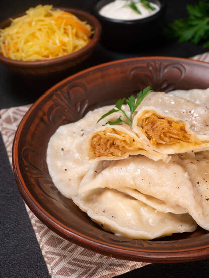 Cabbage varenyky (dumplings)