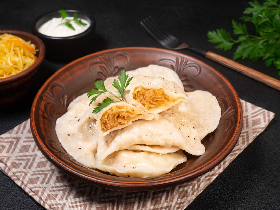 Cabbage varenyky (dumplings)