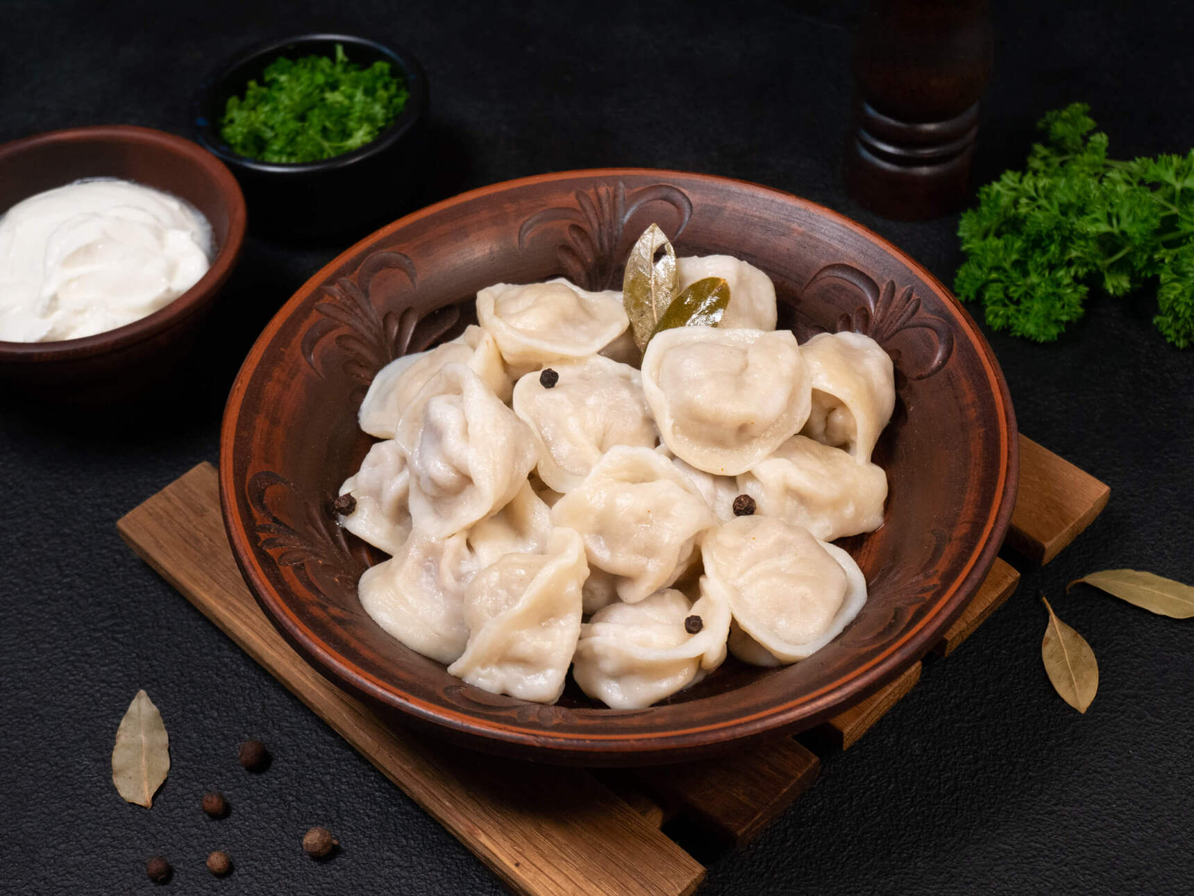 Veal pelmeni (meat dumplings)