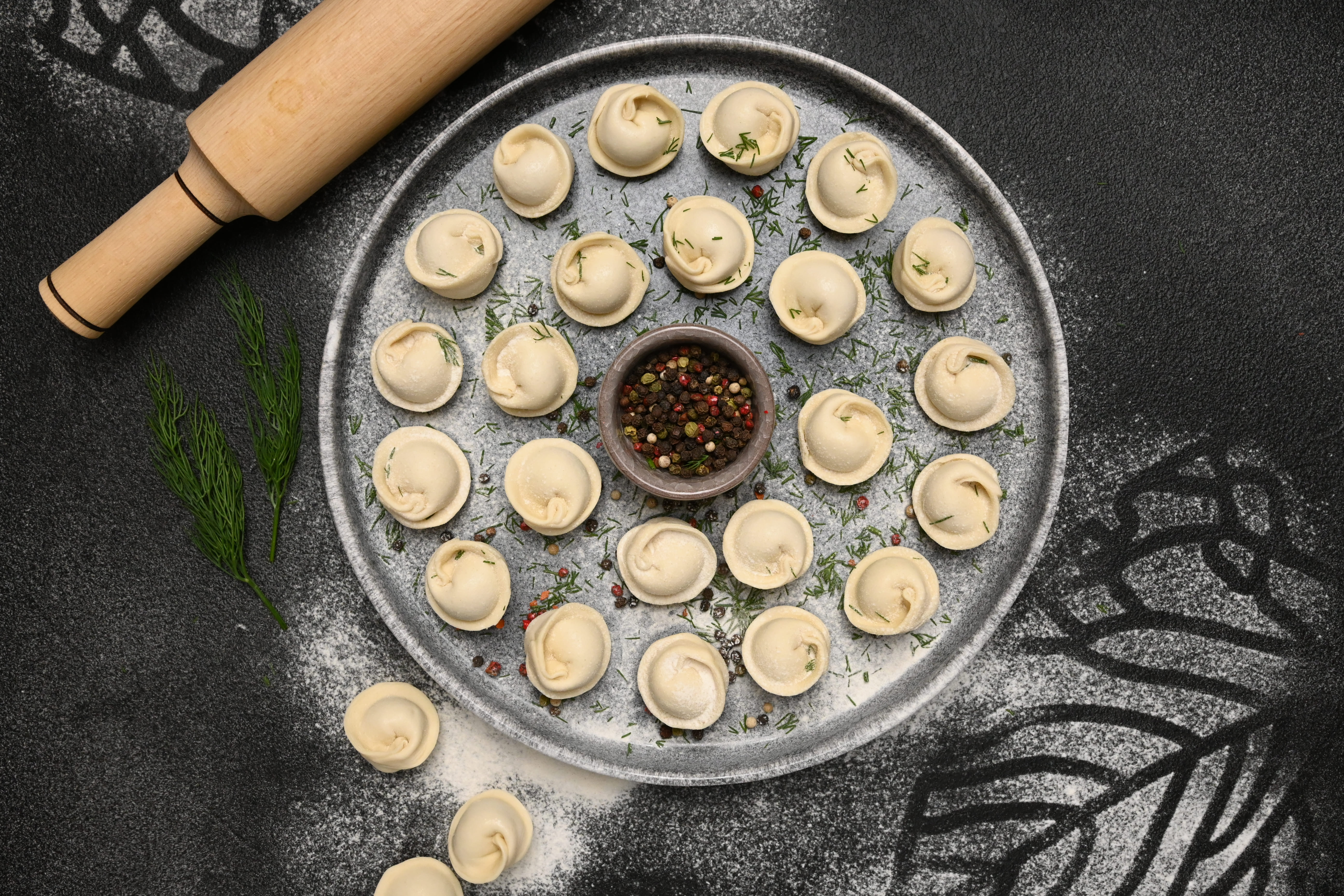 Pork and beef pelmeni (meat dumplings)